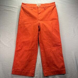 Madewell Slim Emmett Wide Leg Crop Pants Womens 32 Rust Orange Cotton Blend